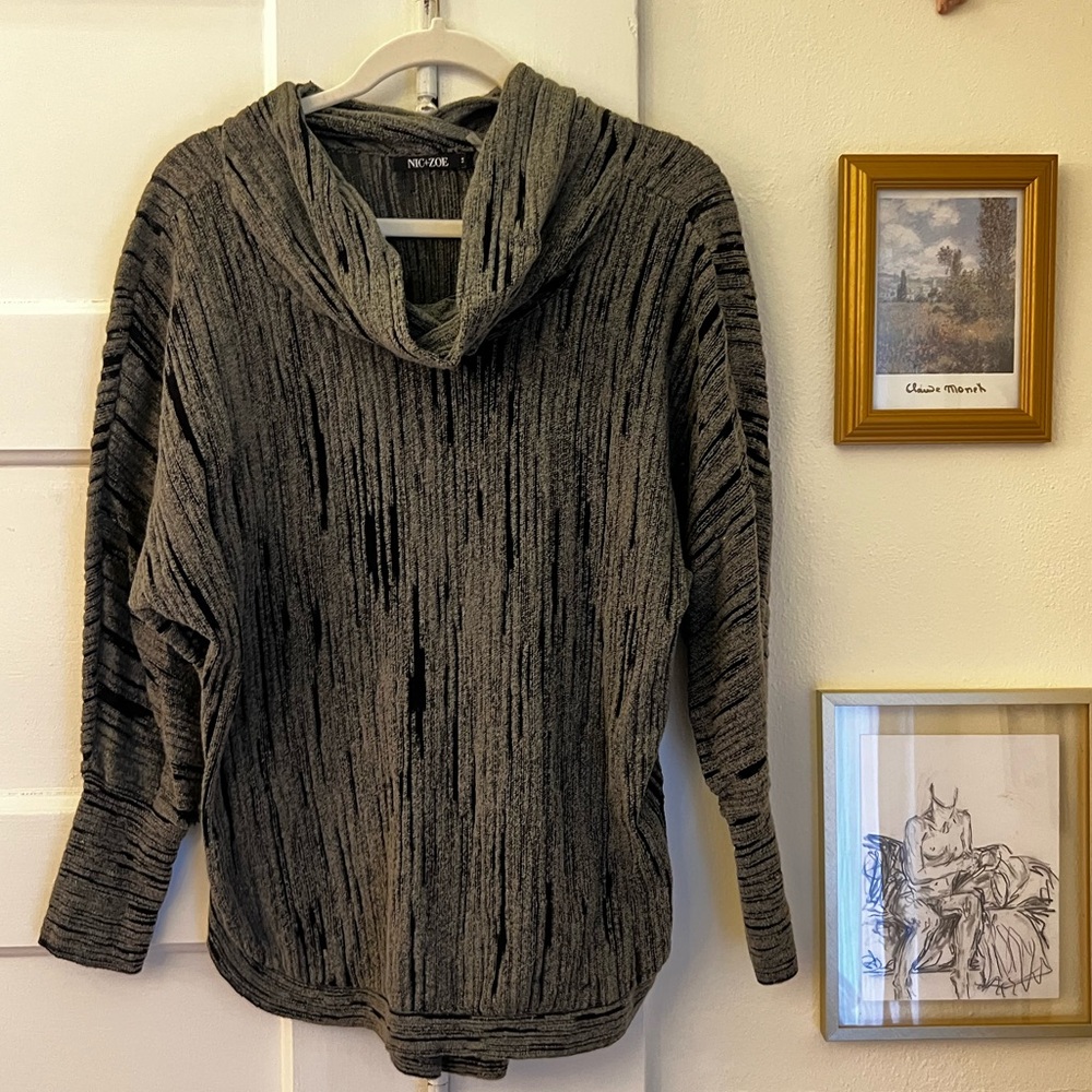 Nic+Zoe Olive Green Cowl Neck Sweater